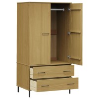 vidaXL Wardrobe with Metal Legs Brown 35.4