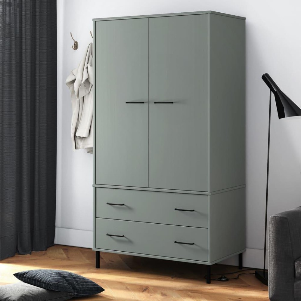 vidaXL Wardrobe with Metal Legs Gray 35.4