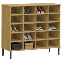 vidaXL Shoe Rack with Metal Legs Brown 37.4