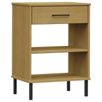 Vidaxl Console Cabinet With Metal Legs Brown Solid Wood Pine Oslo