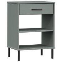 Vidaxl Console Cabinet With Metal Legs Gray Solid Wood Pine Oslo