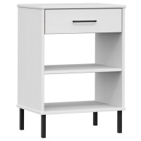 Vidaxl Console Cabinet With Metal Legs White Solid Wood Pine Oslo