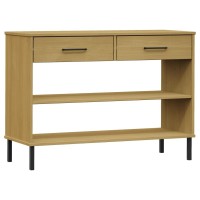 Vidaxl Console Cabinet With Metal Legs Brown Solid Wood Pine Oslo