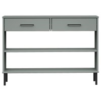 vidaXL Console Cabinet with Metal Legs Gray Solid Wood Pine OSLO