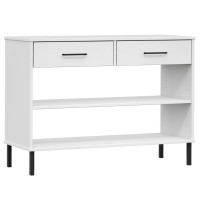 Vidaxl Console Cabinet With Metal Legs White Solid Wood Pine Oslo