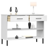 Vidaxl Console Cabinet With Metal Legs White Solid Wood Pine Oslo