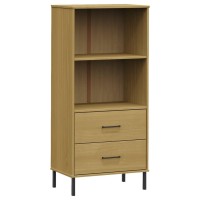 Vidaxl Bookcase With 2 Drawers Brown 23.6X13.8X50.6 Solid Wood Oslo