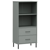 vidaXL Bookcase with 2 Drawers Gray 23.6