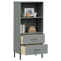 vidaXL Bookcase with 2 Drawers Gray 23.6