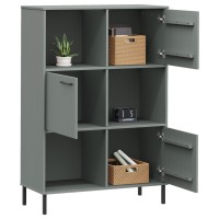 Vidaxl Bookcase With Metal Legs Gray 35.4X13.8X50.6 Solid Wood Oslo