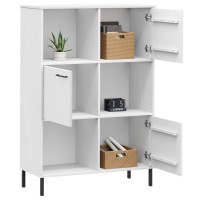 Vidaxl Bookcase With Metal Legs White 35.4X13.8X50.6 Solid Wood Oslo