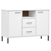 Vidaxl Sideboard With Metal Legs White 44.5X15.7X30.3 Solid Wood Oslo