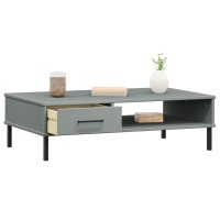 Vidaxl Coffee Table With Metal Legs Gray Solid Wood Pine Oslo