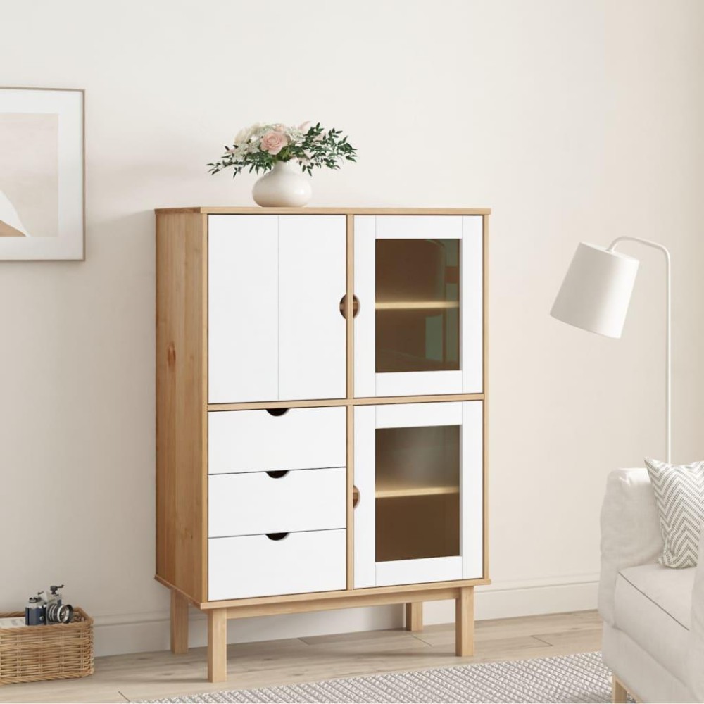 vidaXL Highboard OTTA Brown and White 33.5