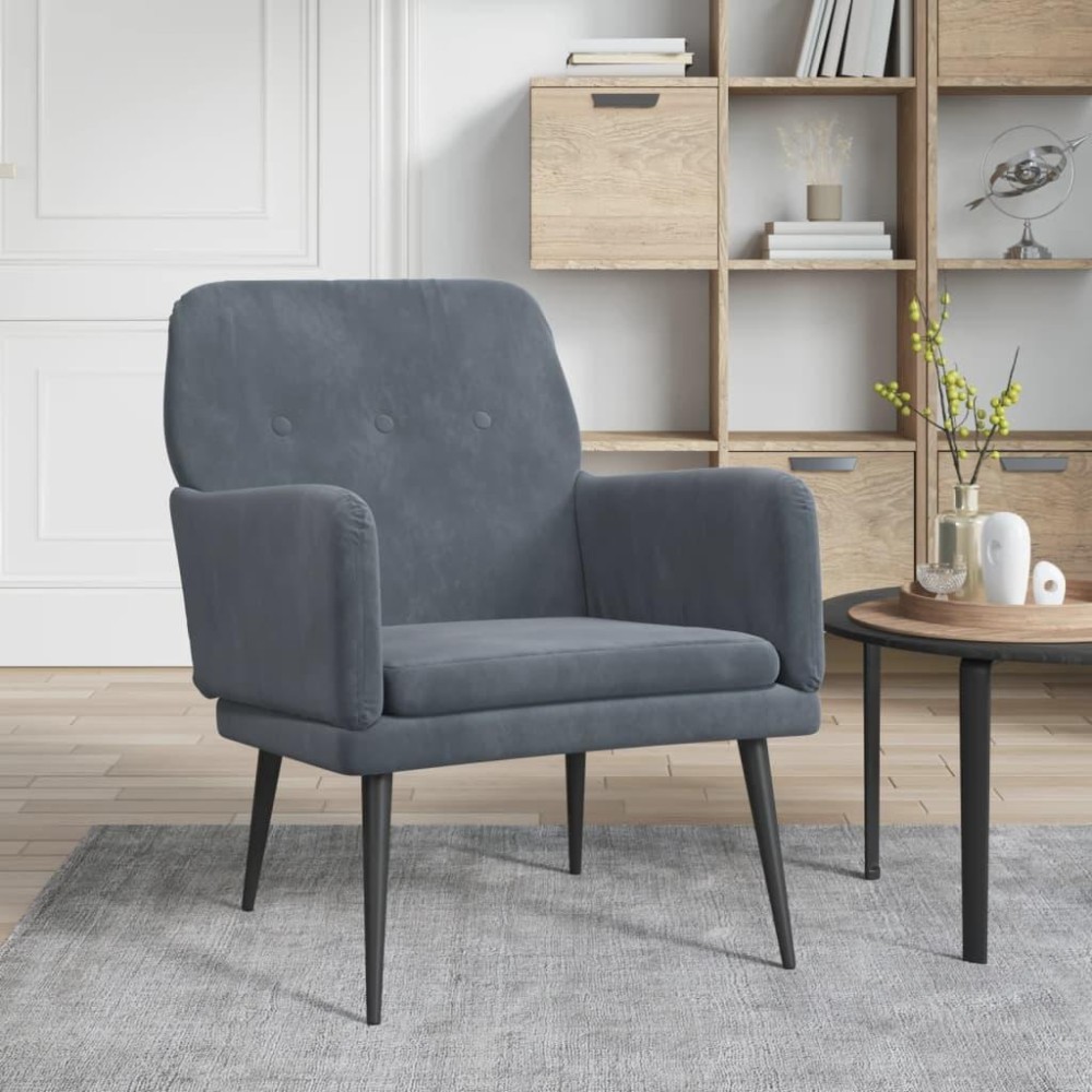 Vidaxl Armchair Dark Gray 24.4X31.1X31.1 Velvet