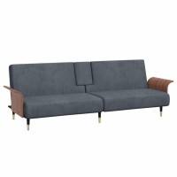 Vidaxl Sofa Bed With Cup Holders Dark Gray Velvet