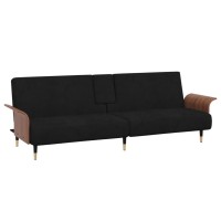 Vidaxl Sofa Bed With Cup Holders Black Velvet