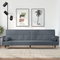 Vidaxl Sofa Bed With Cushions Dark Gray Velvet