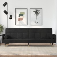 Vidaxl Sofa Bed With Cushions Black Velvet