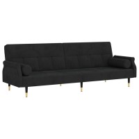 Vidaxl Sofa Bed With Cushions Black Velvet