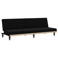 Vidaxl Sofa Bed With Cup Holders Black Fabric