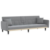 Vidaxl Sofa Bed With Cup Holders Light Gray Fabric