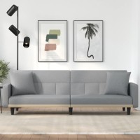 vidaXL Sofa Bed with Cushions Light Gray Fabric