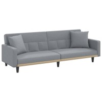 vidaXL Sofa Bed with Cushions Light Gray Fabric