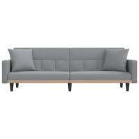 vidaXL Sofa Bed with Cushions Light Gray Fabric