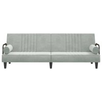 vidaXL Sofa Bed with Armrests Light Gray Velvet