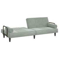 vidaXL Sofa Bed with Armrests Light Gray Velvet