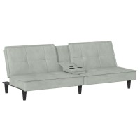 Vidaxl Sofa Bed With Cup Holders Light Gray Velvet