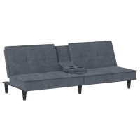 Vidaxl Sofa Bed With Cup Holders Dark Gray Velvet