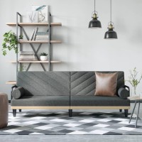 Vidaxl Sofa Bed With Armrests Dark Gray Fabric