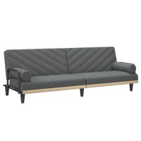 Vidaxl Sofa Bed With Armrests Dark Gray Fabric