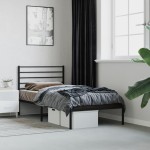 Vidaxl Metal Bed Frame With Headboard Black 39.4X78.7