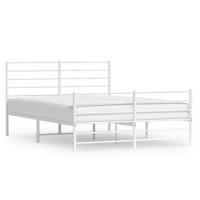 Vidaxl Metal Bed Frame With Headboard And Footboard White 53.9X74.8