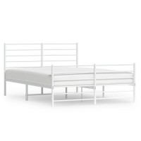 Vidaxl Metal Bed Frame With Headboard And Footboard White 59.8X78.7