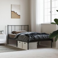 vidaXL Metal Bed Frame with Headboard Black 39.4