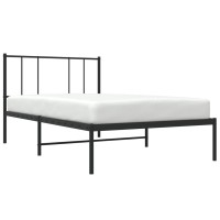 vidaXL Metal Bed Frame with Headboard Black 39.4