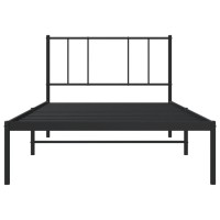 vidaXL Metal Bed Frame with Headboard Black 39.4