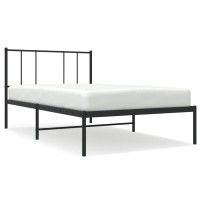 vidaXL Metal Bed Frame with Headboard Black 39.4