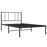 vidaXL Metal Bed Frame with Headboard Black 39.4