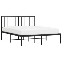 vidaXL Metal Bed Frame with Headboard Black 53.9