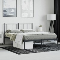 vidaXL Metal Bed Frame with Headboard Black 53.9