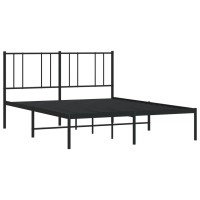 vidaXL Metal Bed Frame with Headboard Black 53.9