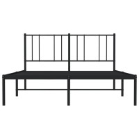 vidaXL Metal Bed Frame with Headboard Black 53.9