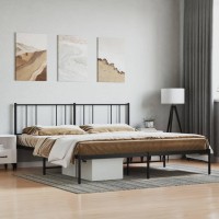 vidaXL Metal Bed Frame with Headboard Black 72