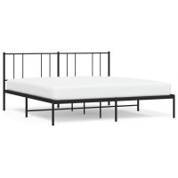 vidaXL Metal Bed Frame with Headboard Black 76