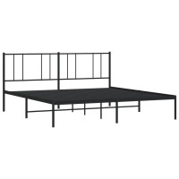 vidaXL Metal Bed Frame with Headboard Black 76